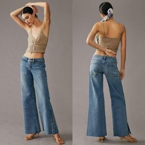 Anthropologie Pilcro Women's Skater Low-Rise Wide-Leg Jeans Denim Buttons Sz 31